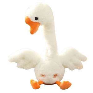 Electric Recording Music Lighting Doll <strong>White</strong> Goose Cactus Series Charging <strong>Plush</strong> Singing Dancing Duck Toy for Kids - Product Image 1