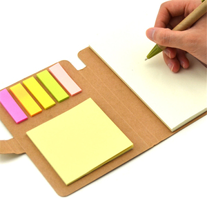 High Quality Eco Friendly Hard Cover CMYK Printing Recycled Kraft Cover A5 <strong>Notebook</strong> <strong>with</strong> Sticky <strong>Note</strong> and Pen
