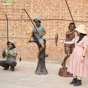 Tượng điêu khắc cậu bé câu cá bằng đồng cổ, kích thước thật, trang trí sân vườn ngoài trời YOUFINE - Product Image 6