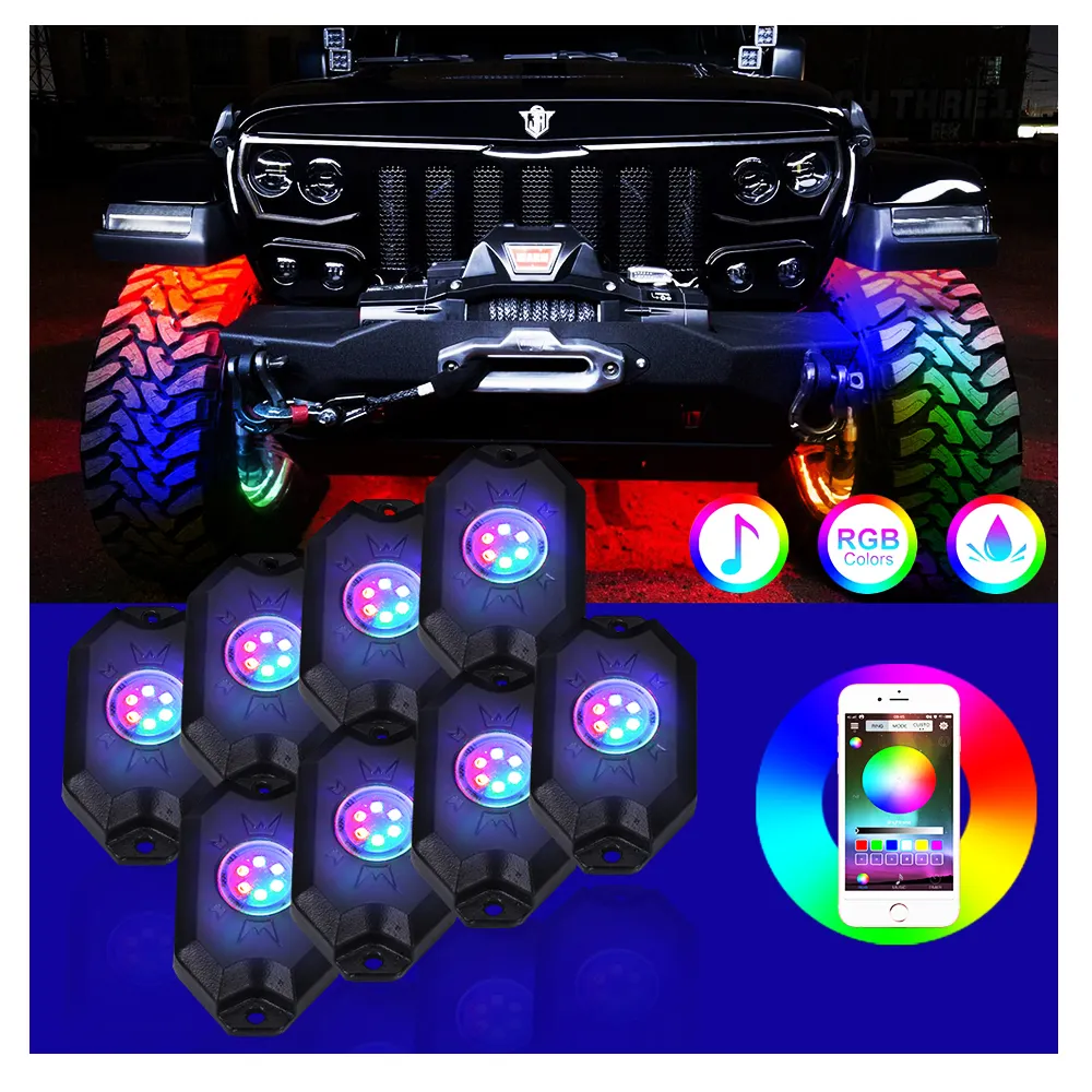 Araba parçaları yedek Et Pecas E aksesuarları De Vtt Atv Utv Atv aksesuarları Rgb flaş 36 Led kaya işıkları beyaz