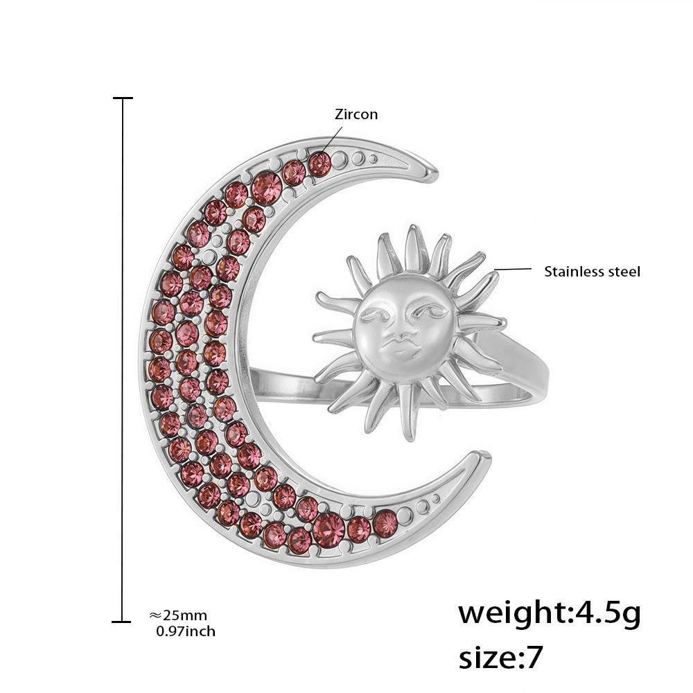 Steel pink zircon ring. - Number 7