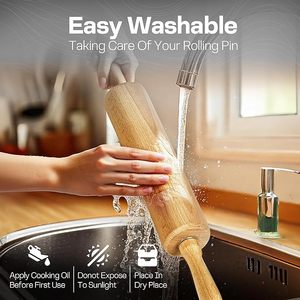 Cổ Điển Gỗ Cán Pin Với Xử Lý Chuyên Nghiệp Bột Con Lăn Cho Nhà Bánh Pizza Pastry Pasta Bánh Mì Cookie Nấu Ăn - Product Image 5