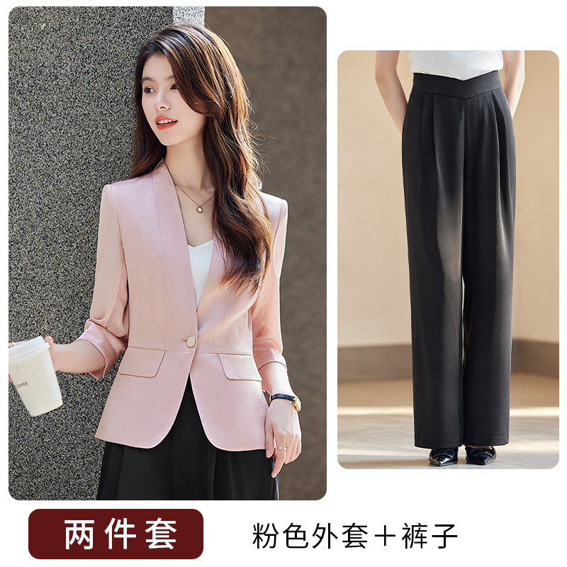 Pink suit 25201 with black pants