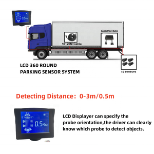 16 Probes Truck Parking <strong>Sensor</strong> <strong>LCD</strong> <strong>Displayer</strong> <strong>Reversing</strong> Radar Front and Rear <strong>Sensor</strong> IP67 Waterproof for Truck Bus Parking Radar - Product Image 2