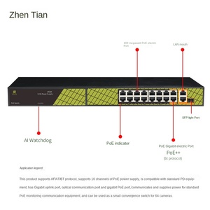 P4813V6 19 Standard POE Network Switch <strong>VLAN</strong> 1 Optical Port 2 Gigabit Power Ports 16 100 Megabytes Power Supply - Product Image 3