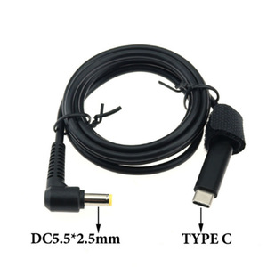 1m siyah 12v 15v 20V USB-C PD tipi C erkek DC 5.5*2.5mm çok DC ipuçları dizüstü güç kablosu - Product Image 6