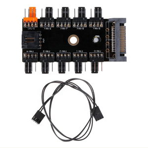 ファンハブCpu冷却ハブ10ポート12v4ピン3ピンPwmCpu冷却ファンハブSataコントローラー電源 - Product Image 1