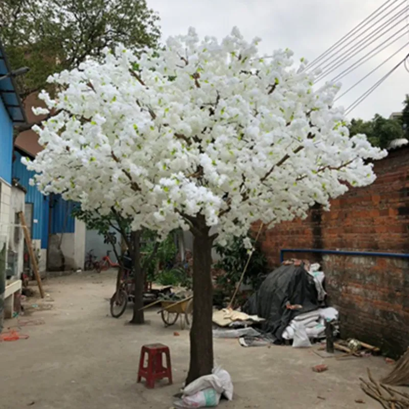 Grands arbres à fleurs de cerisier rose artificiel en soie, 1 pièce, décoration pour mariage en extérieur