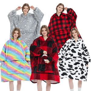 Nhà Máy Bán Buôn Chăn Trùm Đầu Cho Người Lớn Mùa Đông Dành Cho Người Lớn Sherpa Cỡ Lớn Áo Nỉ Có Mũ Trùm TV Chăn Có Tay Áo - Product Image 1