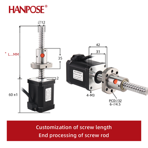 17hs 6401S-Sfu1204 Moer Schroef 300Mm 42 Stappenmotor 70n.cm 1.7a Voor 3d Printer Lineaire Ballscrew Stappenmotor Nema17 - Product Image 4