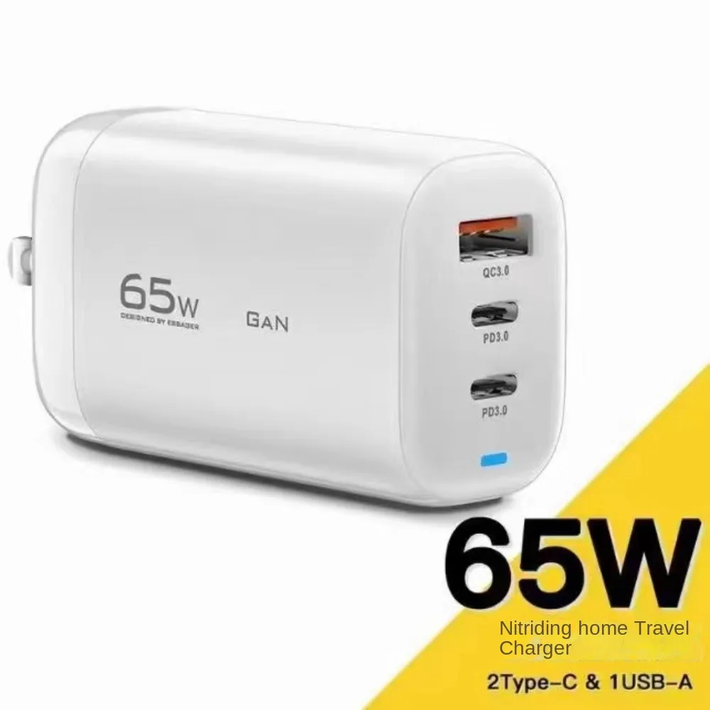 65 W 3 Ports 1 USB 2 Tpye C GAN Wall PD Universal 65 Watt Fast Laptop Charger Adapter Pour Macbook IPhone Tablet Phones Android