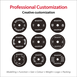 Высококачественные Уретановые штанги Smartfit, бамперные пластины для соревнований, 10-55 фунтов, индивидуальный логотип, полиуретановый набор для поднятия тяжестей - Product Image 5