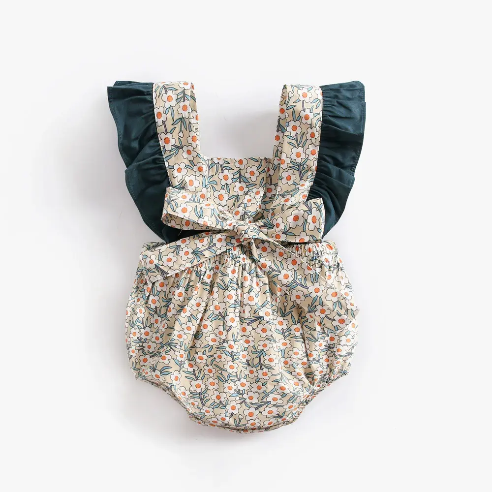 ファッションデザイナー夏ワンピース服綿100% 半袖かわいい花女の赤ちゃんのための幼児ロンパース