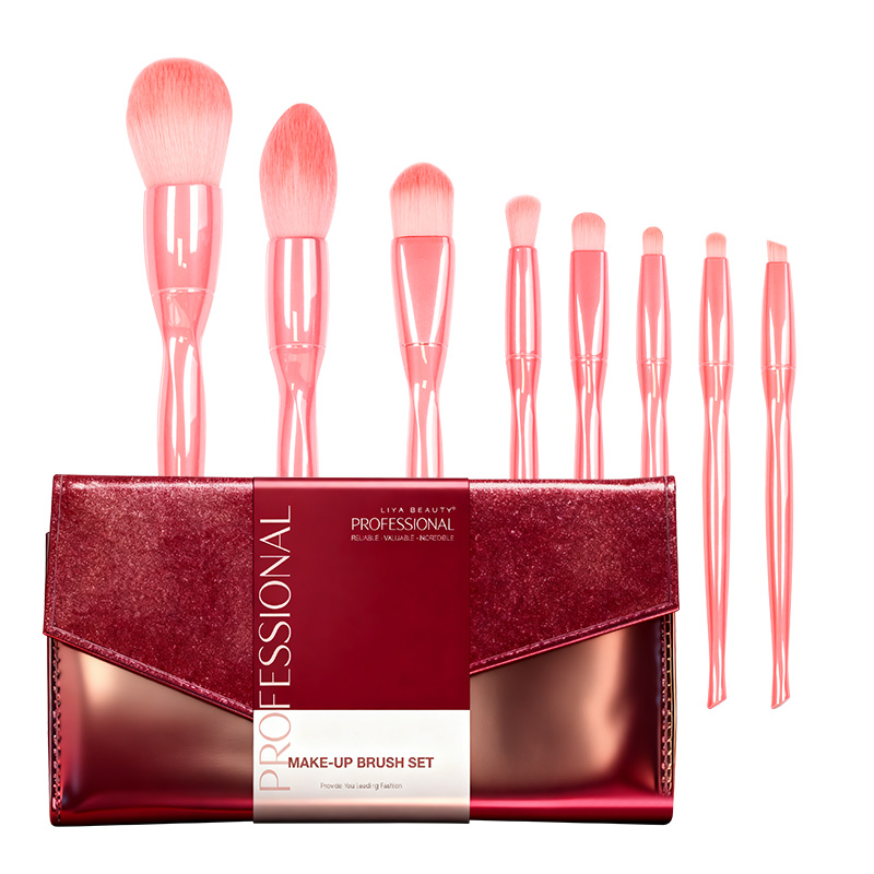 Ensemble de pinceaux de maquillage roses