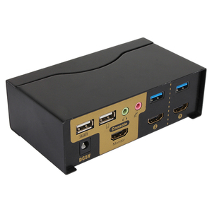Conmutador VCOM 4K HDMI KVM para computadora dual que se conecta a 1 botón de monitor Control de teclas de acceso rápido Conmutador USB HDMI