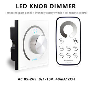 AC85-265V 0/1-10V 40mA * 2CH LED один цвет ручки диммер закаленное стекло панель контроллер PWM 5V 10V с РЧ беспроводной сенсорный пульт дистанционного управления - Product Image 2