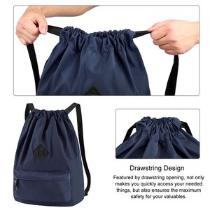 לצייר מחרוזת בחזרה חבילה יצרן ספורט תיק gymsack מותאם אישית כושר מחרוזת תרמיל עם כיס קדמי