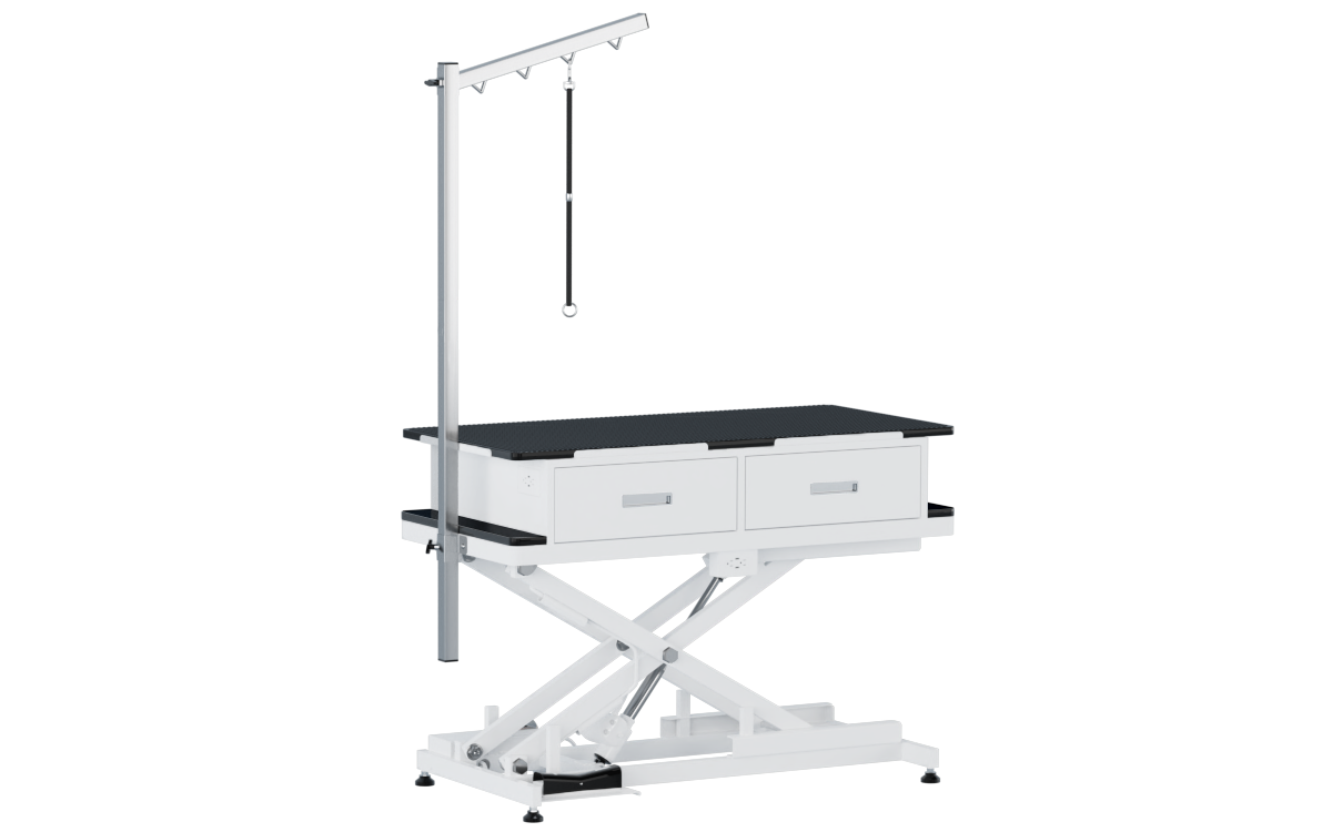 Mesa DE ASEO ajustable tipo X eléctrica con cajones