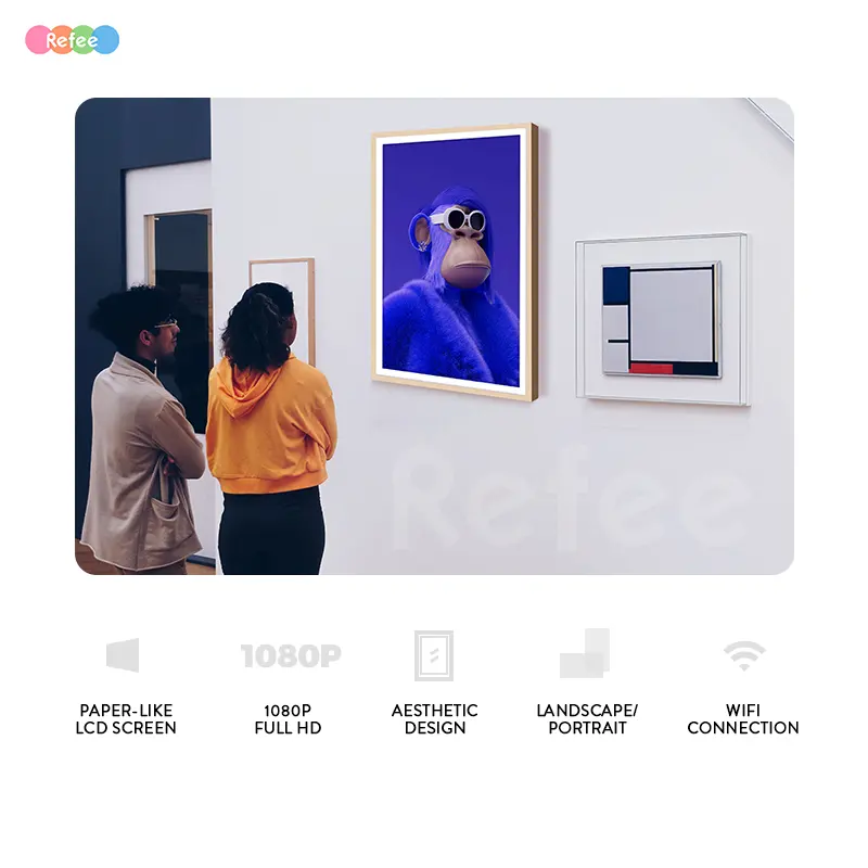 Pantalla NFT de montaje en pared, imagen de Token, WIFI, pantalla 2K 4K, publicidad inteligente, vídeo LCD, marcos de arte digitales NFT, nuevo producto de 2023