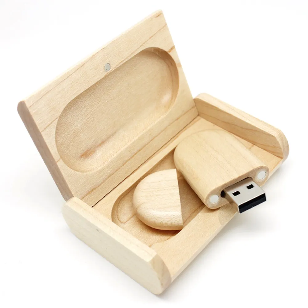 Fillinlight-memoria USB 2,0 para regalo de boda, pendrive de madera con caja, logotipo personalizado gratis