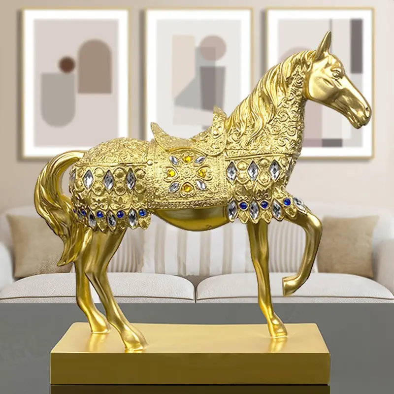 Home Decoration European Style Gold Horse Resin Ornaments Gifts Creative Horse Office Decoration