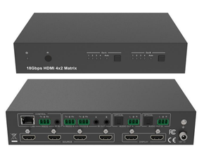 Interruptor de matriz HDMI2.0 de 18Gbps, divisor 4x2, extensor IR, Control RS232, conmutador 4K a 1080P para sistema de cine en casa