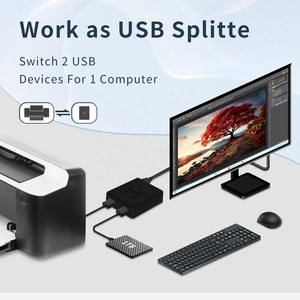 USB3.0 <strong>Switch</strong> 2x1 1x2 Bi-direcional USB <strong>KVM</strong> Switcher 2 Port <strong>Sharing</strong> 1 Devices for Keyboard Mouse Printer 2 Port Hub - Product Image 4