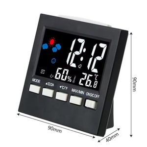 หน้าจอแสดงผลพยากรณ์อากาศ LED นาฬิกาปลุกดิจิตอลจอ LCD อุณหภูมิและความชื้นควบคุมด้วยเสียงได้ด้วยเสียงเตือนเวลากลางคืน - Product Image 2