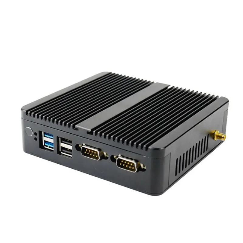 Fabrik preis lüfter loser Computer j1900 DDR3 8GB und SSD 256GB 1 x VGA, 1xHDMI 2 * Lan 2 * rs232 unterstützt Linux /Win10 /11