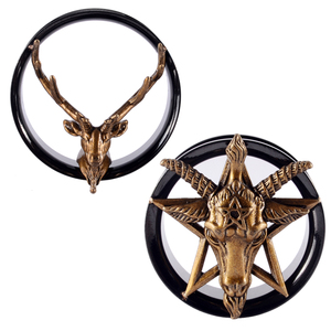 Thép không gỉ sáu cánh sao cắm tai cừu đầu ròng rọc Đồng hồ đo tai vàng gạc ống tai cắm đường hầm xuyên đồ trang sức - Product Image 1