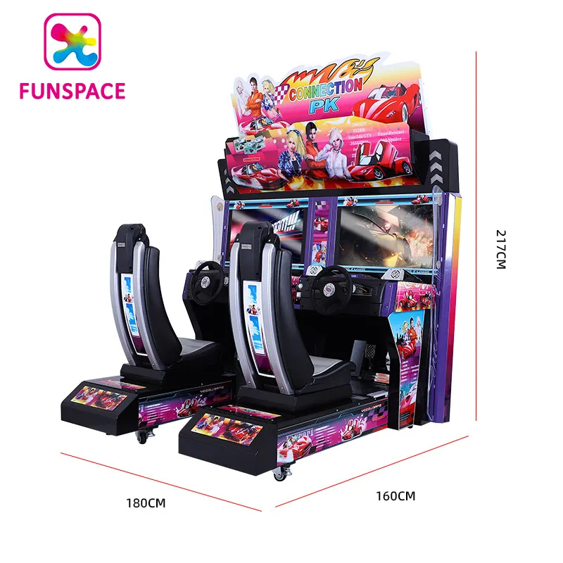 Funspace ขายร้อนสนุกหยอดเหรียญอาเขต2ผู้เล่นวิ่งเร็วกว่ารถแข่ง3D เครื่องเกมจำลองวิดีโอ