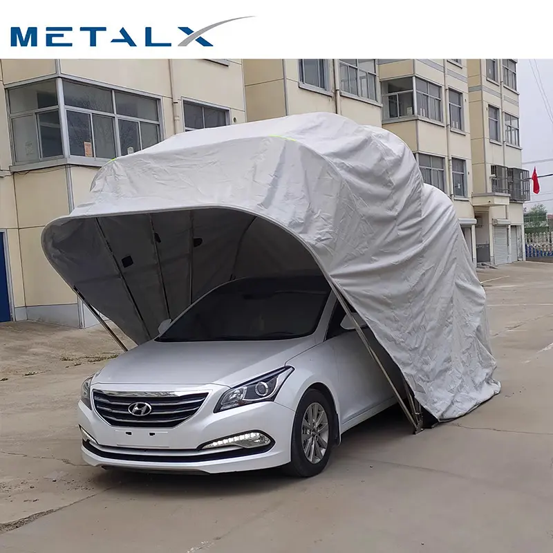 Porta per tenda retrattile portatile in metallo prefabbricata per esterni, garage per auto