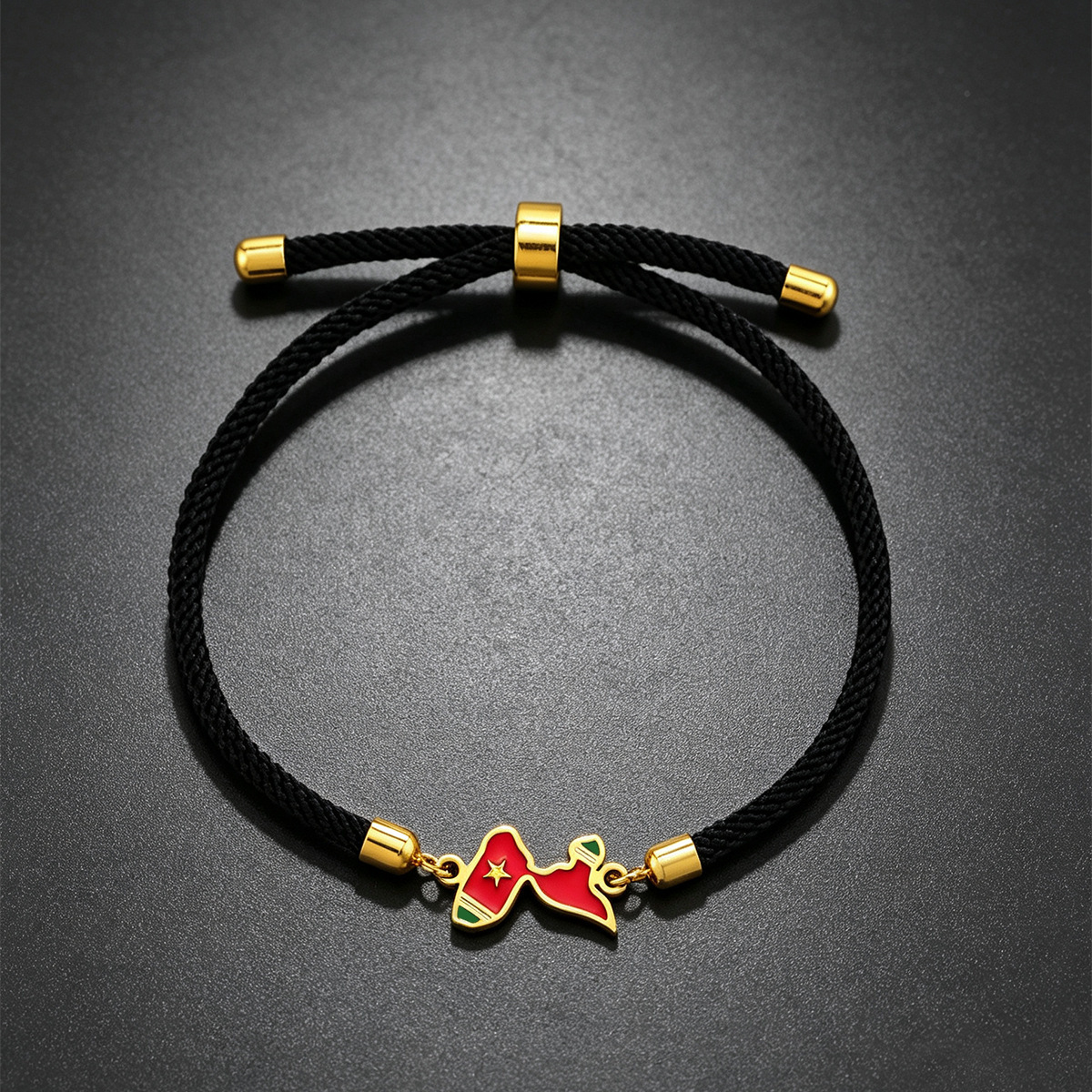 Pulsera negra guadalupe dorada