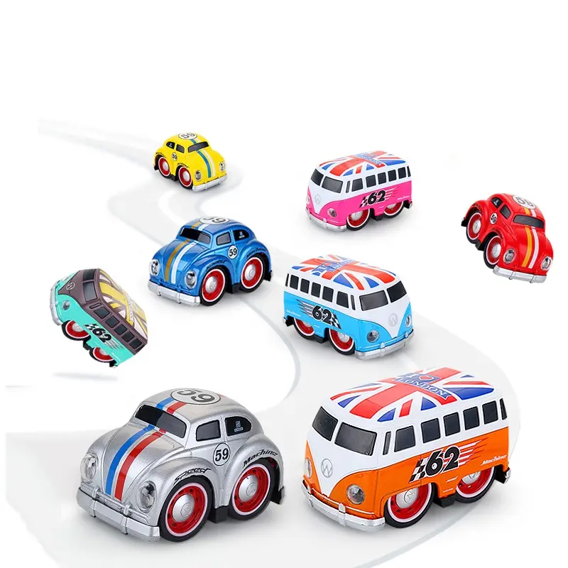 2024 Planner Cartoon Doodle Metal Vehicle Toy Car Promocional Gift Music Colorido Diecast Model Car Com Luz