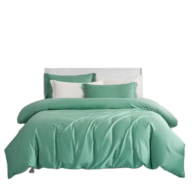 Custom new design Bed sheet manufacture 60s long staple cotton hot sale plain color bedding set and duvet cover set