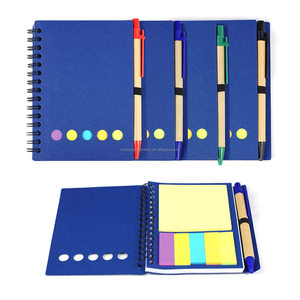 Cuaderno en espiral A5 personalizado, paquete de 5 con cubierta de tela, bolígrafo de papel Kraft, Bloc de notas de grado escolar con notas adhesivas, pestañas de índice de colores