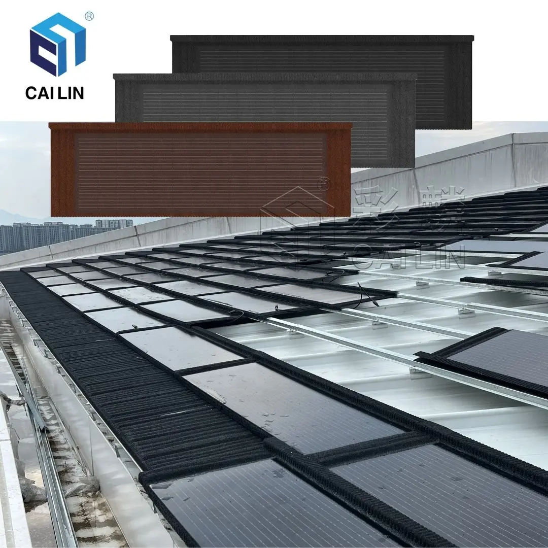 ألواح زجاجية للدفيئة BIPV ألواح شمسية للسطح بلاط سقف مطلي بحجر السيليكون أحادي البلورية