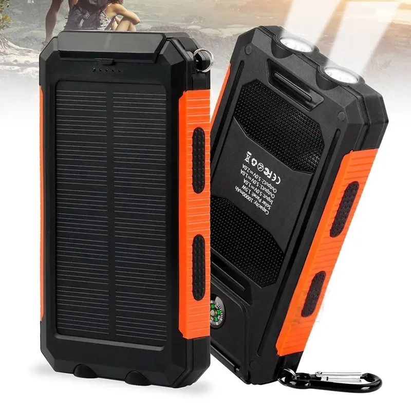 Outdoor travel 20000mAh S11 Solar Powerbank with LED Dual USB Cell phone Charger External Battery Pack Power Bank for iphone