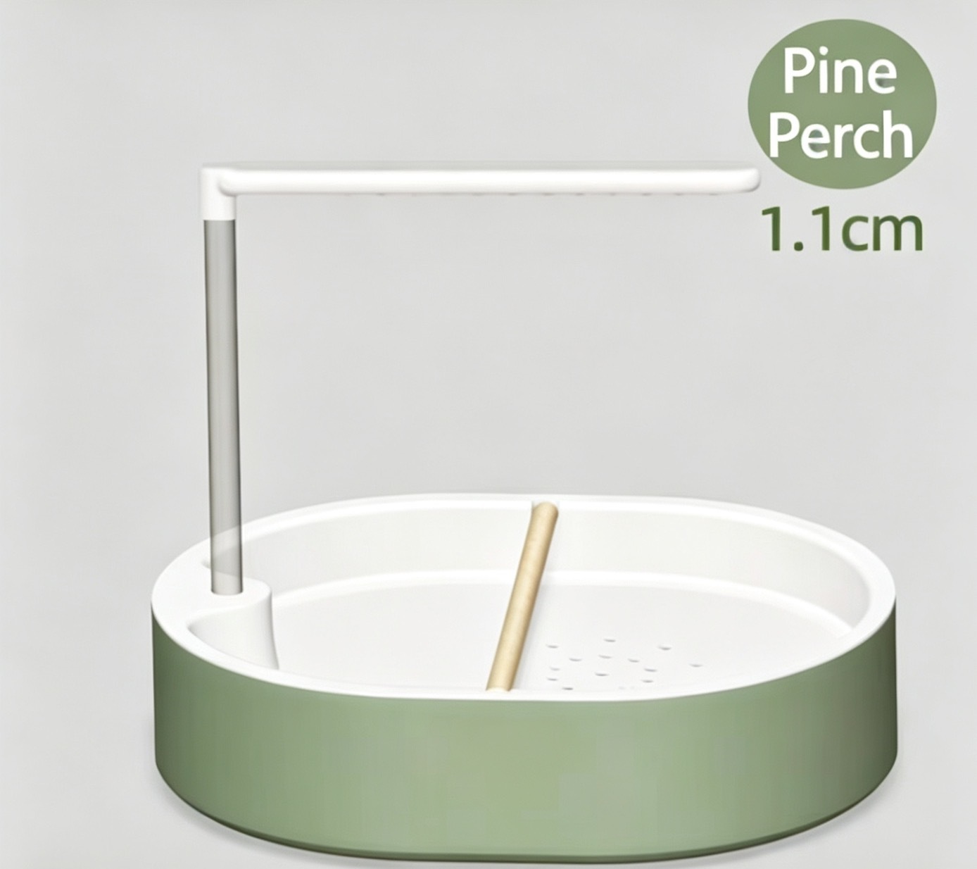 Circolazione irrigatore bianco a doppia fila verde + posatoio in pino (1,1 cm)