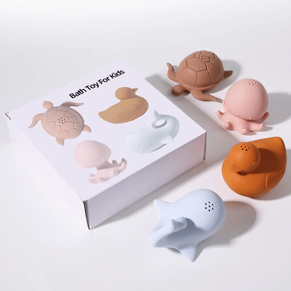 Produk baru 2024 Logo khusus mainan gelembung semprotan mandi air hewan 0 hingga 24 bulan mainan renang mandi bayi