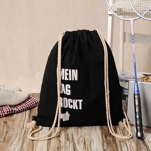 Paquete de saco de cuerda con dibujo profesional con logotipo Bolsas de cordón de lona de algodón Mochila de cuerda personalizada - Product Image 2