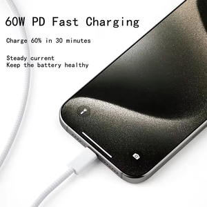 60w max 1m ניילון קלוע טעינה מהירה כבל USB סוג פופולרי c כדי להקליד c למחשב מצלמה עם תיבת לבן - Product Image 4