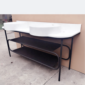 32" Console Sink in Matte Black Matte Kitchen Counter Bathroom Console Noir Brillant Sur Structure Metallique - Product Image 3