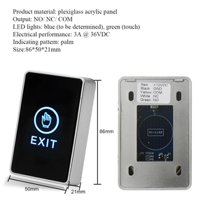 Access Control Touch <strong>Exit</strong> <strong>Button</strong> <strong>Push</strong> Switch Touch Release Gate Opener Door Access Control <strong>System</strong> Entry Open Touch - Product Image 3