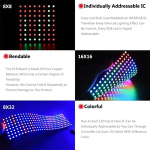 5V flexibler Bildschirm 8x6 16x16 8x32 Modul 8x8 LED-Matrix Anzeige Pixel Digital ws2812b Adressierbares Panel