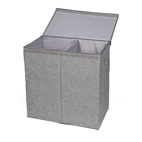 3 Compartments Laundry Bag Foldable Storage Basket With Lid