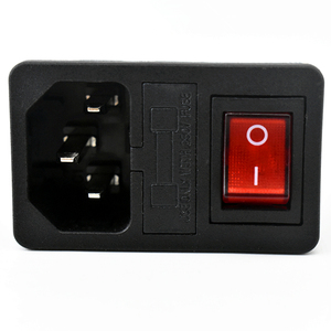 10A ช่องเสียบปลั๊กไฟ250V AC DB-14-F ปลั๊กไฟพร้อมสวิตช์โยกสีแดงและช่องใส่ฟิวส์3/4ขา KC IEC 320ช่อง C14เข้า - Product Image 1
