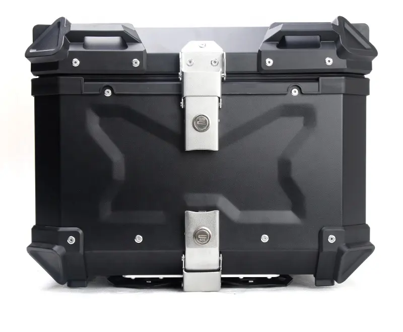 Caja superior de equipaje para maletero de motocicleta, caja de aleación de aluminio resistente al agua y a prueba de choques, color negro, 45L