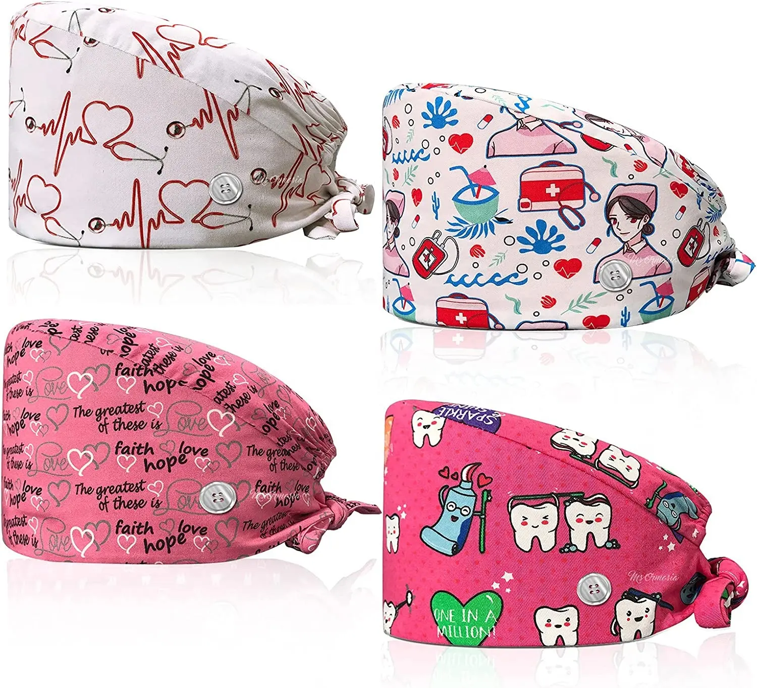 Casquettes de gommage dentaire pour femmes avec boutons, chapeau de dentiste, casquette de travail, casquettes de gommage pour infirmières, couverture de cheveux, chapeaux de médecin en coton