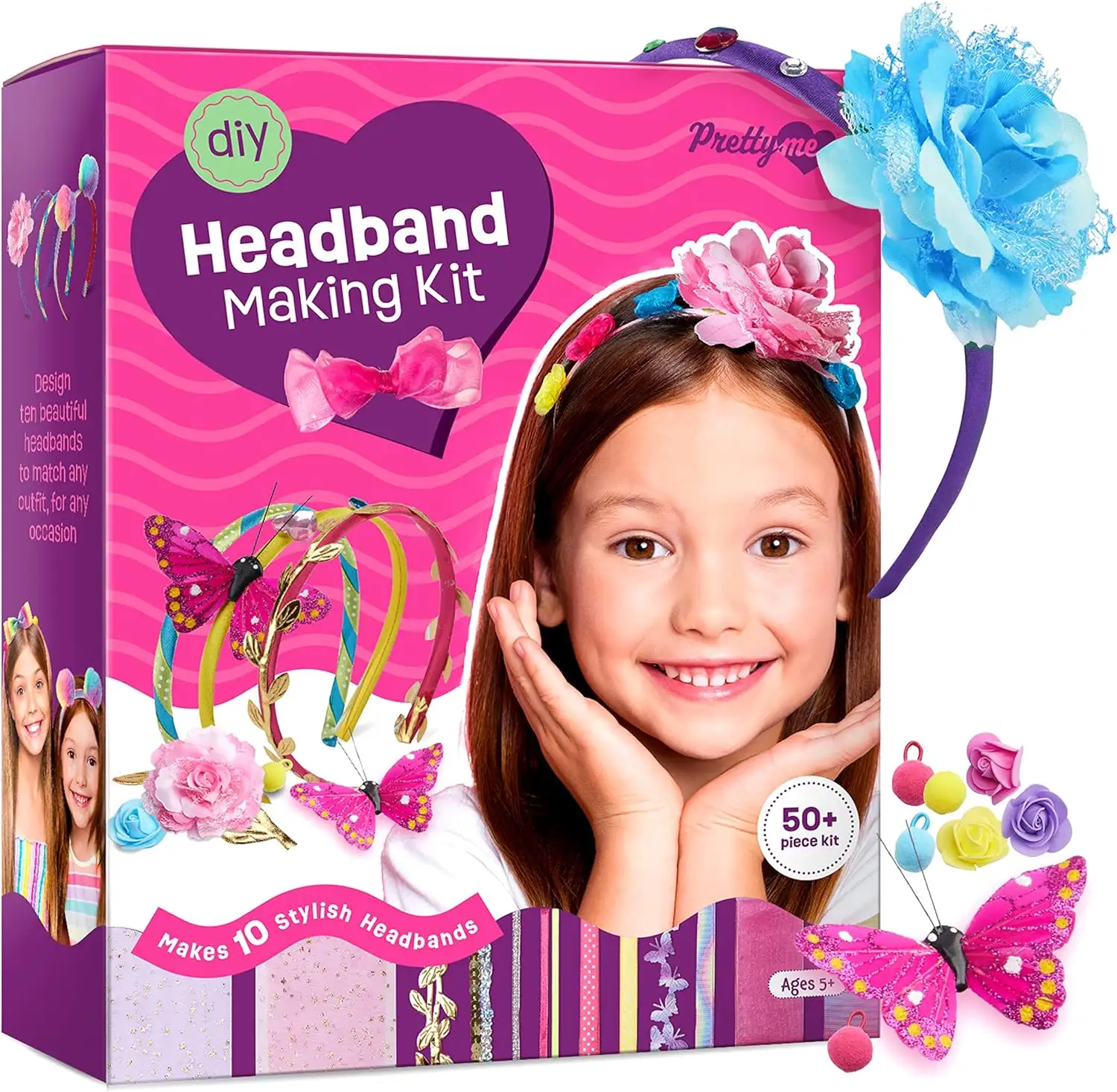 Pretty Me kit de fazer bandana para meninas - Faça suas próprias bandanas da moda para crianças - conjunto de acessórios de cabelo DIY